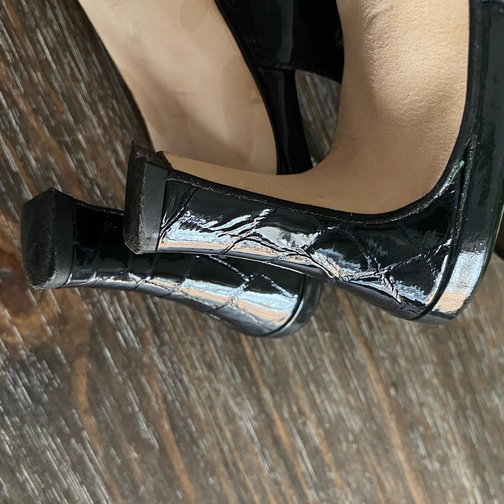 Anyi Lu Tulip Mary Jane Patent Leather Slingback Heels Pumps Navy Blue 39 / 8.5 - Picture 12 of 16